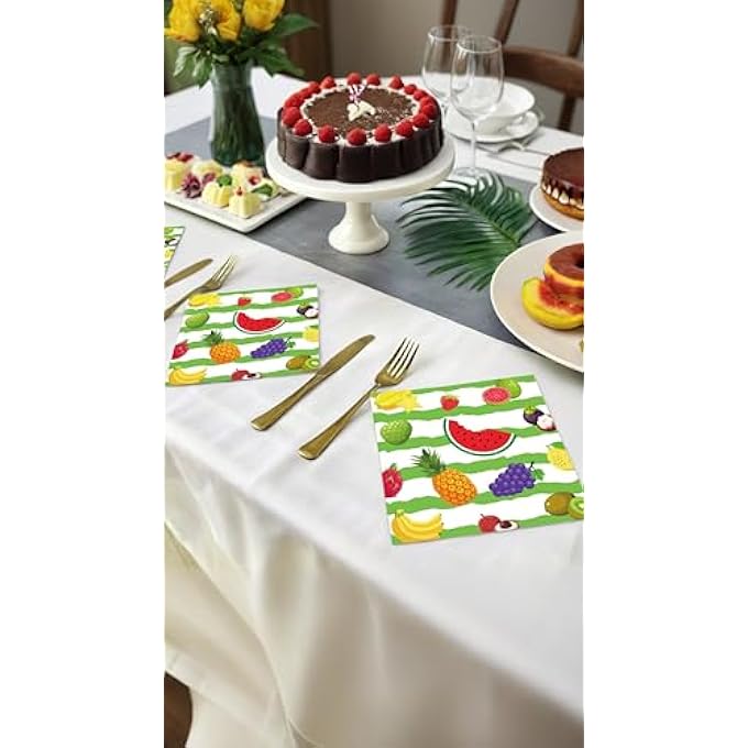 FRUIT PAPER NAPKINS SET40PCS, WATERMELON, STRAWBERRY, LEMON DESIGN FOR SUMMER PARTIES, WEDDINGS, BIRTHDAYS, BABY SHOWERS - Image 2